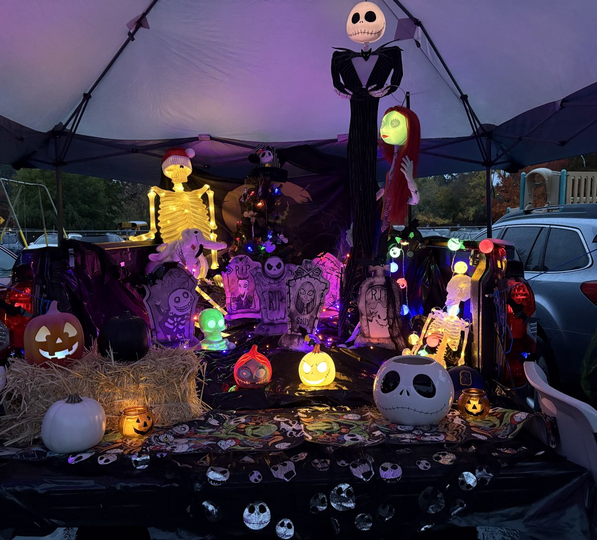 Spooky Halloween scene at dusk